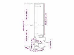 vidaxl Armario|Armario con cajones de madera contrachapada 50x50x200 cm