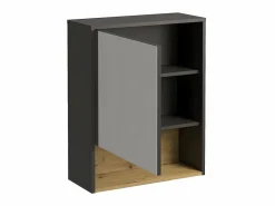 Vente-unique Mueble De Pared Para Baño|Mueble De Aseo|Armario con espejo - 60 cm - estantes de pared - Antracita - YANGRA