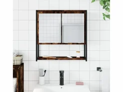 Armario con espejo baño madera roble ahumado 60x16x60 cm ES909601 Marru00f3n Discount