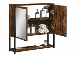 Armario con espejo baño madera roble ahumado 60x16x60 cm ES909601 Marru00f3n Discount