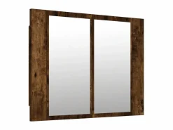 Armario con espejo LED madera roble ahumado 60x12x45 cm ES433600^ Clearance