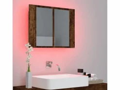 Armario con espejo LED madera roble ahumado 60x12x45 cm ES433600^ Clearance