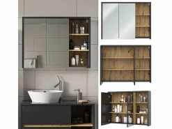 Vicco Armario con espejo para baño roble artesanal 100x18x75 viola Color natural claro Discount