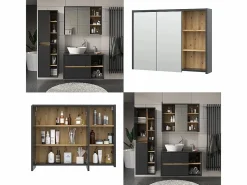 Vicco Armario con espejo para baño roble artesanal 100x18x75 viola Color natural claro Discount