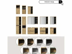 Vicco Armario con espejo para baño roble artesanal 100x18x75 viola Color natural claro Discount
