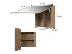 Vicco Armario con espejo para baño roble dorado 70x17.4x50 zino Color natural oscuro Best