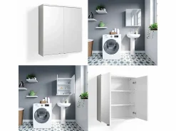 Armario con espejo para baño 60x20x68 roy^Vicco Outlet