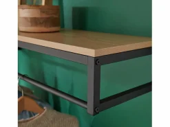 Mueble Perchero|Armario con estante de pared de madera y metal GRIF