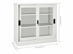 vidaxl Armario con puerta corredera claro acero 90x40x90 cm Gris Outlet