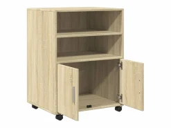 Armario con ruedas de roble Sonoma 60x48x81 cm madera de ingeniería^ Outlet