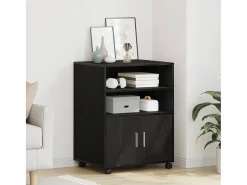 Armario con ruedas de roble con estante 60 x 48 x 81 cm Negro