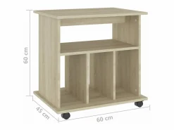 Armario con ruedas madera contrachapada roble Sonoma 60x45x60cm^vidaxl
