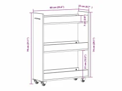 vidaxl Cajonera De Escritorio|Armario con ruedas madera ingeniería hormigón 60x22x79 cm