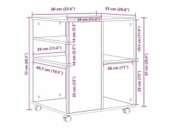 vidaxl Armario con ruedas madera contrachapada Sonoma 60x53x72 cm Gris Outlet