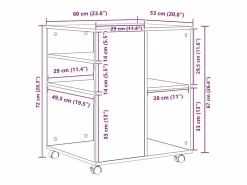 vidaxl Armario con ruedas madera contrachapada roble Sonoma 60x53x72cm Color natural claro Hot