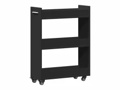 vidaxl Armario con ruedas madera de ingeniería 60x22x79 cm Negro Discount