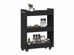 vidaxl Armario con ruedas madera de ingeniería 60x22x79 cm Negro Discount