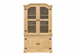 vidaxl Armario con vitrina Corona madera maciza pino 103,5x42x180 cm Color natural claro Online