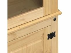 vidaxl Armario con vitrina Corona madera maciza pino 103,5x42x180 cm Color natural claro Online