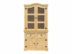 vidaxl Aparador De Cocina|Armario con vitrina Corona madera maciza pino 100x48,5x179 cm