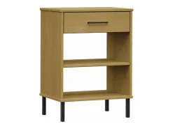 Clicnbuy Armario consola patas de metal madera maciza pino marrón OSLO Marru00f3n
