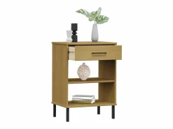 Clicnbuy Armario consola patas de metal madera maciza pino marrón OSLO Marru00f3n