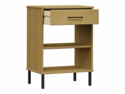 Clicnbuy Armario consola patas de metal madera maciza pino marrón OSLO Marru00f3n