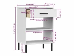 Clicnbuy Estantería|Armario consola patas de metal madera maciza pino OSLO