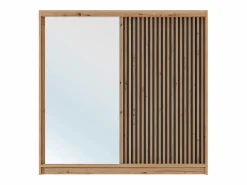 Armario corredero CALOWI de 2 puertas con espejo, ancho 203 cm, color natural y negro^Vente-unique Sale