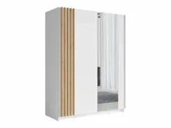 Vente-unique Armario|Armario corredero de 2 puertas con espejo, 150 cm de ancho, color y natural - CALELA