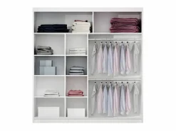 Vente-unique Armario corredero ROVINJA de 2 puertas con espejo, 203 cm de ancho, Blanco Clearance