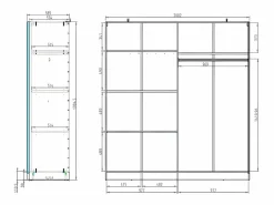 Vente-unique Armario|Armario corredero TINDANIA de 2 puertas con espejo, ancho 200 cm, color blanco y natural