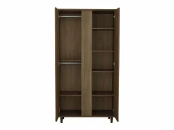 Sauthon Armario de 2 puertas con detalle de imitación de madera texturizada y patas de madera Marru00f3n Discount