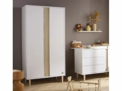 Armario de 2 puertas con detalle de imitación de madera texturizada y patas de madera^Sauthon Clearance