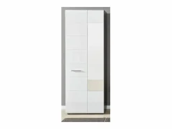 Armario de 2 puertas de melamina blanca y gris con espejo Bezzi^Les Tendances Discount