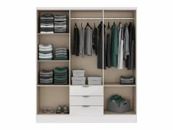 Vente-unique Armario de 6 puertas y 3 cajones L180 cm - PEROLI Blanco Discount