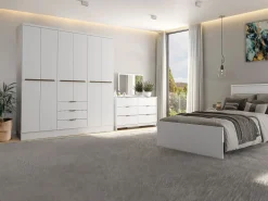 Vente-unique Armario de 6 puertas y 3 cajones L180 cm - PEROLI Blanco Discount
