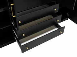 Vente-unique Armario|Armario de 4 puertas y 3 cajones con espejos, 196 cm de ancho, - LIZANDRO
