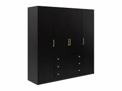 Vente-unique Armario de 4 puertas y 3 cajones, 196 cm de ancho, color - LIZANDRO Negro Outlet