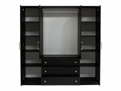 Vente-unique Armario de 4 puertas y 3 cajones, 196 cm de ancho, color - LIZANDRO Negro Outlet