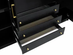 Vente-unique Armario de 4 puertas y 3 cajones, 196 cm de ancho, color - LIZANDRO Negro Outlet