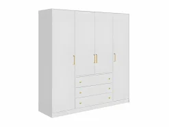 Vente-unique Armario de 4 puertas y 3 cajones en Ancho 196 cm color - LIZANDRO Blanco Best