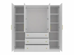 Vente-unique Armario de 4 puertas y 3 cajones en Ancho 196 cm color - LIZANDRO Blanco Best