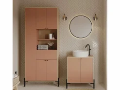 Calicosy Columna De Baño|Armario de 4 puertas y 1 cajón con espejo H201,5 cm - ELISA