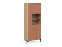 Calicosy Columna De Baño|Armario de 4 puertas y 1 cajón con espejo H201,5 cm - ELISA