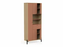 Calicosy Columna De Baño|Armario de 4 puertas y 1 cajón con espejo H201,5 cm - ELISA