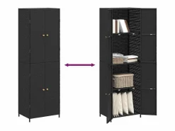 vidaxl Armario de almacenaje de jardín ratán PE 59x40x180 cm Negro Outlet