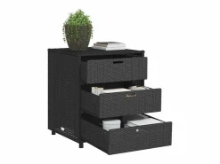 vidaxl Armario de almacenaje de jardín ratán PE 55x59x69 cm Negro Online