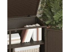 vidaxl Baúl De Jardín|Armario de almacenaje de jardín ratán PE marrón 110x55x60,5 cm