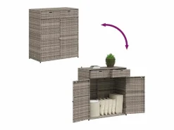 vidaxl Armario de almacenaje de jardín ratán PE 105x55x113 cm Gris Online
